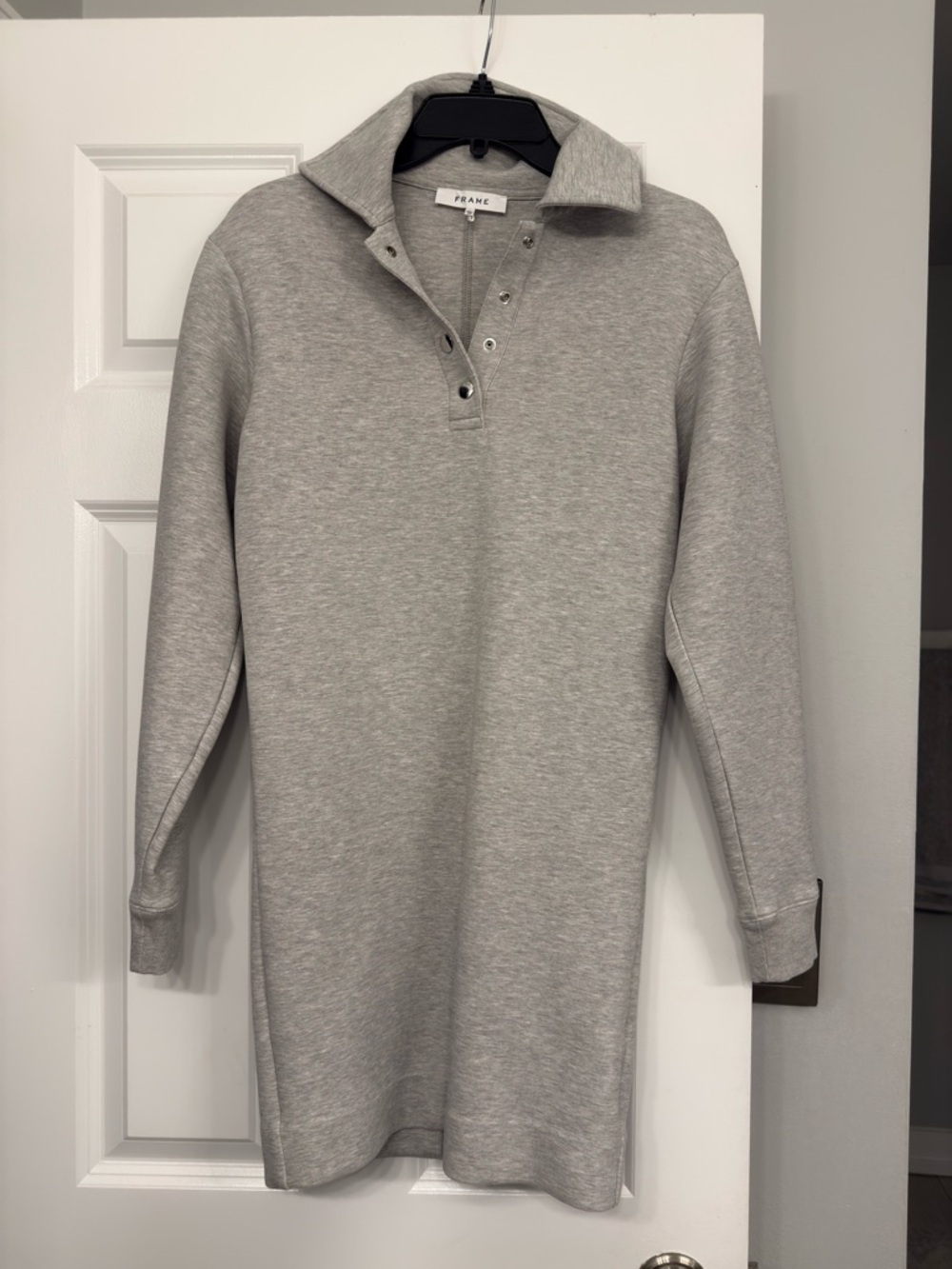 Frame Denim Light Gray Long Sleeve Polo Dress